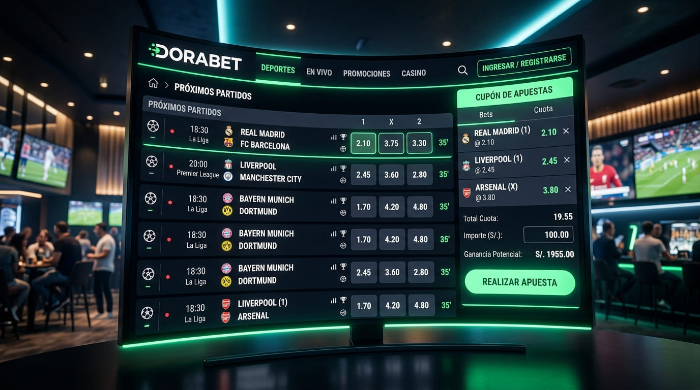 Mercados de fútbol y cupón listo para enviar en el sportsbook de Dorabet